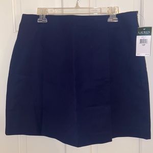 Ralph Lauren Navy Cotton & Elastin Boot Skirt
